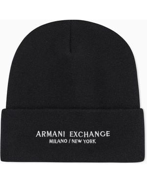 ARMANI EXCHANGE Cappello Beanie Milano New York Asv - Nero