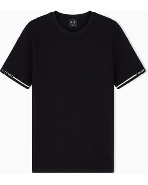 ARMANI EXCHANGE T-Shirt Coupe Slim En Piqué De Coton - Noir