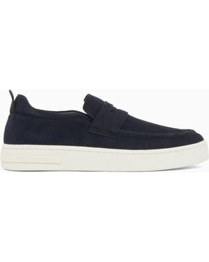 ARMANI EXCHANGE Suede Slip-On With Epaulette - Blue