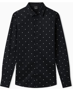 ARMANI EXCHANGE Camisa De Popelina Elástica De Corte Ajustado - Negro