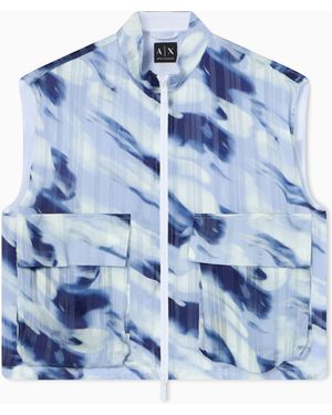 ARMANI EXCHANGE Padded Vest With Printed Stripes - Blue