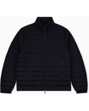 ARMANI EXCHANGE Plumífero Con Motivo Flocado Y Cuello Alto - Azul