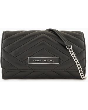ARMANI EXCHANGE Wallet With Flap And Quilted Shoulder Strap - Black