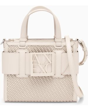 ARMANI EXCHANGE Tote Bag With An Embossed Texture - White