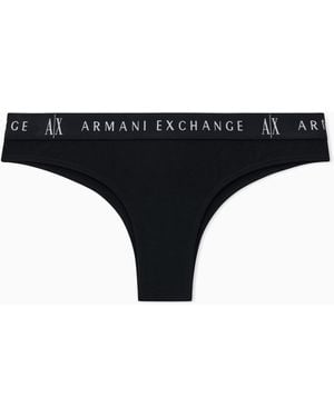 ARMANI EXCHANGE Bralette Aus Bio-Stretch-Baumwolle Mit V-Ausschnitt Icon - Schwarz