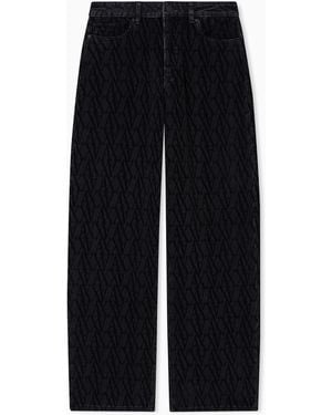 ARMANI EXCHANGE Allover Logo Relaxed Fit Jeans - Black