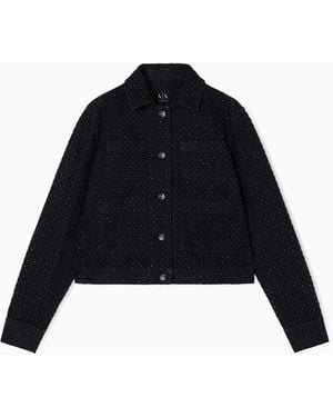 ARMANI EXCHANGE Chaqueta Vaquera Negra Con Apliques De Pedrería - Negro