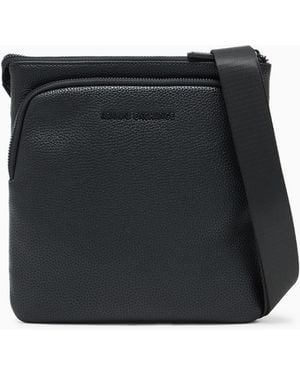 ARMANI EXCHANGE Faux Leather Shoulder Bag With Logo - Black