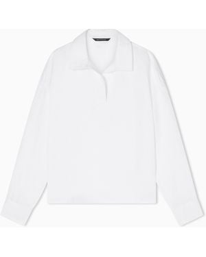 ARMANI EXCHANGE Casual Linen Poplin Shirt - White