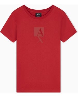 ARMANI EXCHANGE Camiseta Up For Party De Punto De Algodón Con Logotipo - Rojo