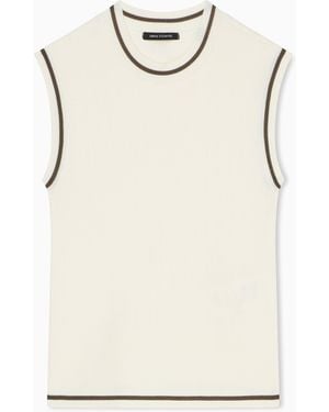 ARMANI EXCHANGE Recycled Viscose V-Neck Top - Natural