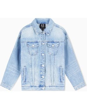 ARMANI EXCHANGE Used Effect Denim Jacket - Blue