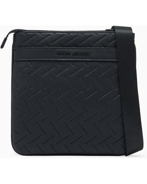 ARMANI EXCHANGE Crossbody Bag With An Embossed Pattern And A Zip Closure - Black