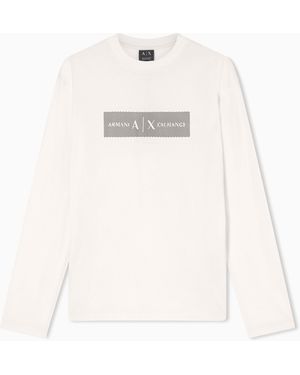 ARMANI EXCHANGE Long-Sleeved T-Shirt With Logo Band - White