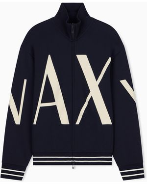 ARMANI EXCHANGE Sudadera De Algodón Elástico Con Corte Regular - Azul