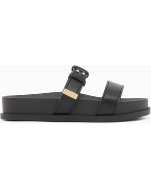 ARMANI EXCHANGE Two-Strap Slippers With Buckle - White