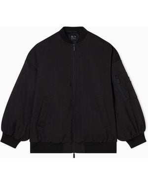 ARMANI EXCHANGE Bomber Jacket With Ruffles On The Back - Black