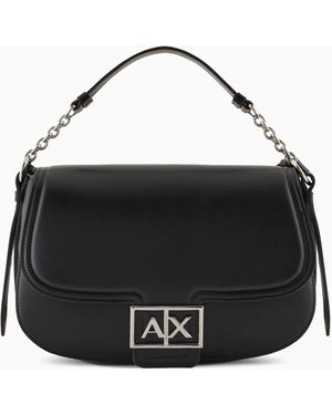 ARMANI EXCHANGE Rounded Shoulder Bag With Monogram Logo - Black