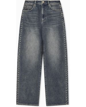 ARMANI EXCHANGE Oversized Fit 5 Pockets Denim Pant With Embellishment - Grey