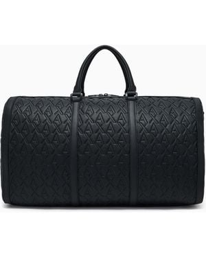 ARMANI EXCHANGE Asv Allover Logo Duffel Bag - Black
