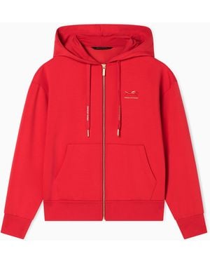 ARMANI EXCHANGE Scuba Zip-Up Athleisure Stretch Sweatshirt - Red
