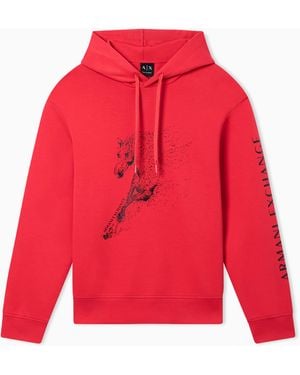 ARMANI EXCHANGE Hoodie With Logo And Horse Print - Red