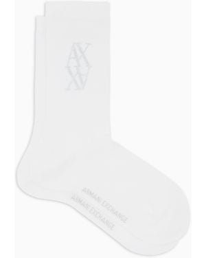 ARMANI EXCHANGE Chaussettes Avec Logo En Strass - Blanc