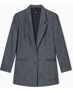 ARMANI EXCHANGE Double-Breasted Herringbone Jacket - Grey