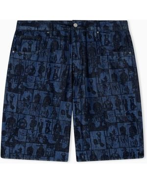 ARMANI EXCHANGE Light Wash Denim Shorts - Blue