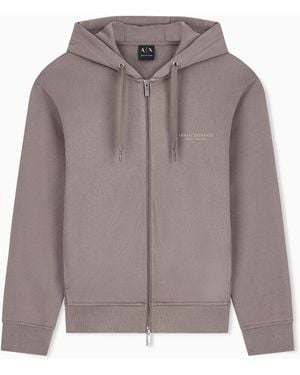 ARMANI EXCHANGE Sweat-Shirt En Molleton De Coton À Coupe Classique - Gris