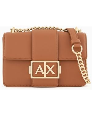 ARMANI EXCHANGE Asv Small Logo Shoulder Bag With Chain Strap - Brown