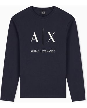 ARMANI EXCHANGE T-Shirt Slim A Maniche Lunghe - Blu