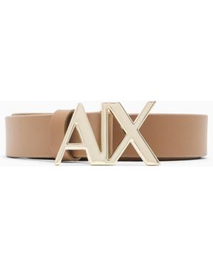 ARMANI EXCHANGE Cinturón De Piel Lisa Y Pulida Con Hebilla Metálica - Blanco