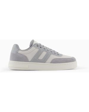 ARMANI EXCHANGE Baskets En Mesh Avec Empiècements Contrastés - Blanc