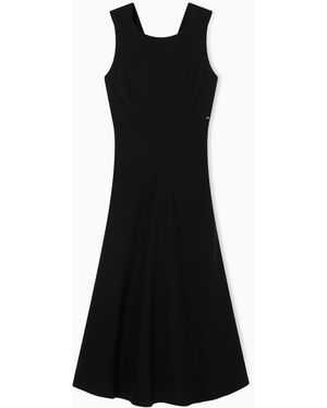 ARMANI EXCHANGE Twill Midi Dress With Back Detail - Black