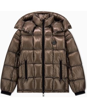 ARMANI EXCHANGE Doudoune Matelassée Et Brillante Avec Capuche En Duvet - Marron