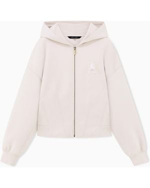 ARMANI EXCHANGE Sudadera Corta Con Capucha Y Cremallera Frontal - Blanco