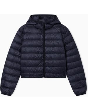 ARMANI EXCHANGE Kurze Daunenjacke Gesteppter Kapuze - Blau