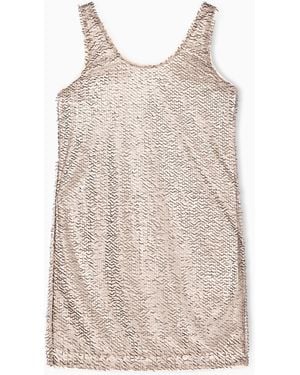 ARMANI EXCHANGE Mini Mesh Dress With Tubular Beaded Appliques - Natural