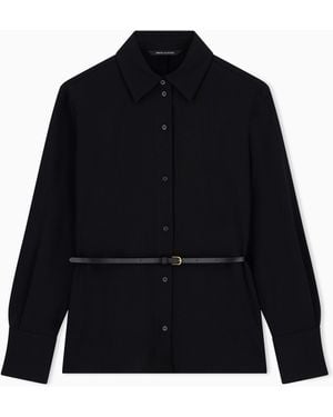ARMANI EXCHANGE Shirt Slim Fit Recycled Crepe With Belt - Blue