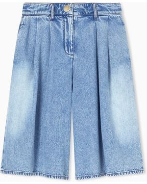 ARMANI EXCHANGE Pantalones Cortos Vaqueros De Algodón Lyocell - Azul