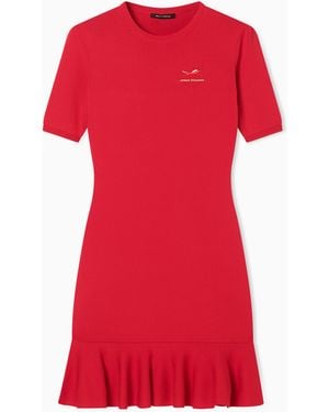 ARMANI EXCHANGE Mini Dress With Ruffle And Horse Embroidery - Red