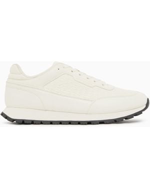 ARMANI EXCHANGE Trainers With Mini-Tumbled Finish And All-Over Logo - White