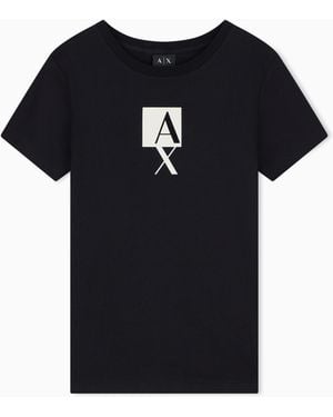 ARMANI EXCHANGE Camiseta Up For Party De Punto De Algodón Con Logotipo - Negro