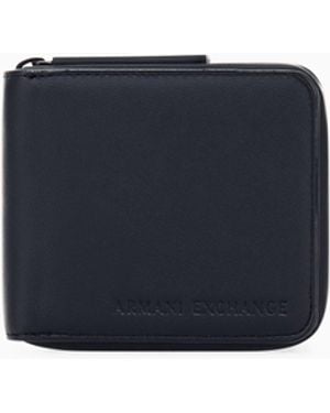 ARMANI EXCHANGE Zip-Around Wallet Coated Fabric - Blue