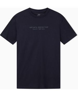 ARMANI EXCHANGE Camiseta De Corte Regular Con Logotipo - Azul
