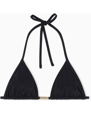 ARMANI EXCHANGE Recycled Stretch Fabric Triangle Bikini Top - Black