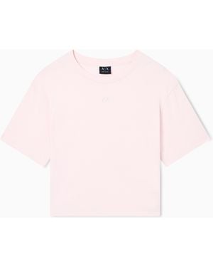 ARMANI EXCHANGE Cropped Cotton Jersey T-Shirt - Pink