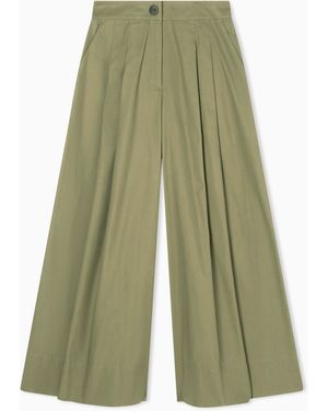 ARMANI EXCHANGE Cotton Twill Palazzo Trousers - Green