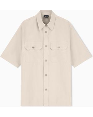 ARMANI EXCHANGE Casual Cotton Poplin Shirt - Natural